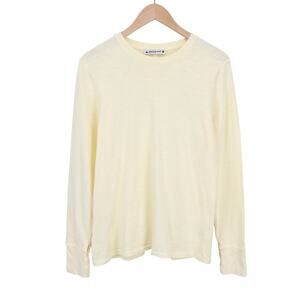 American Giant Women's Premium Slub Long Sleeve Crew Tee Pastel Yellow M NWOT